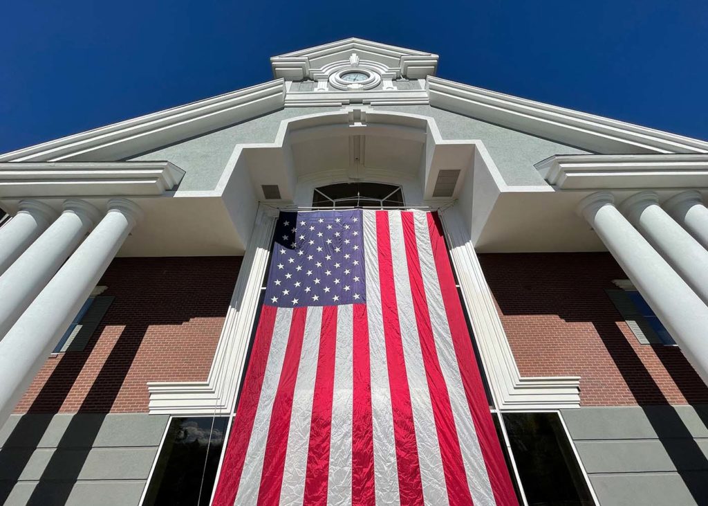 US flag outside West Jordan City Hall