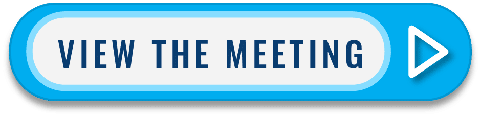 A blue oval button with the text VIEW THE MEETING in bold, capital letters. A white triangle pointing right is on the right side of the button, indicating a play or forward action.