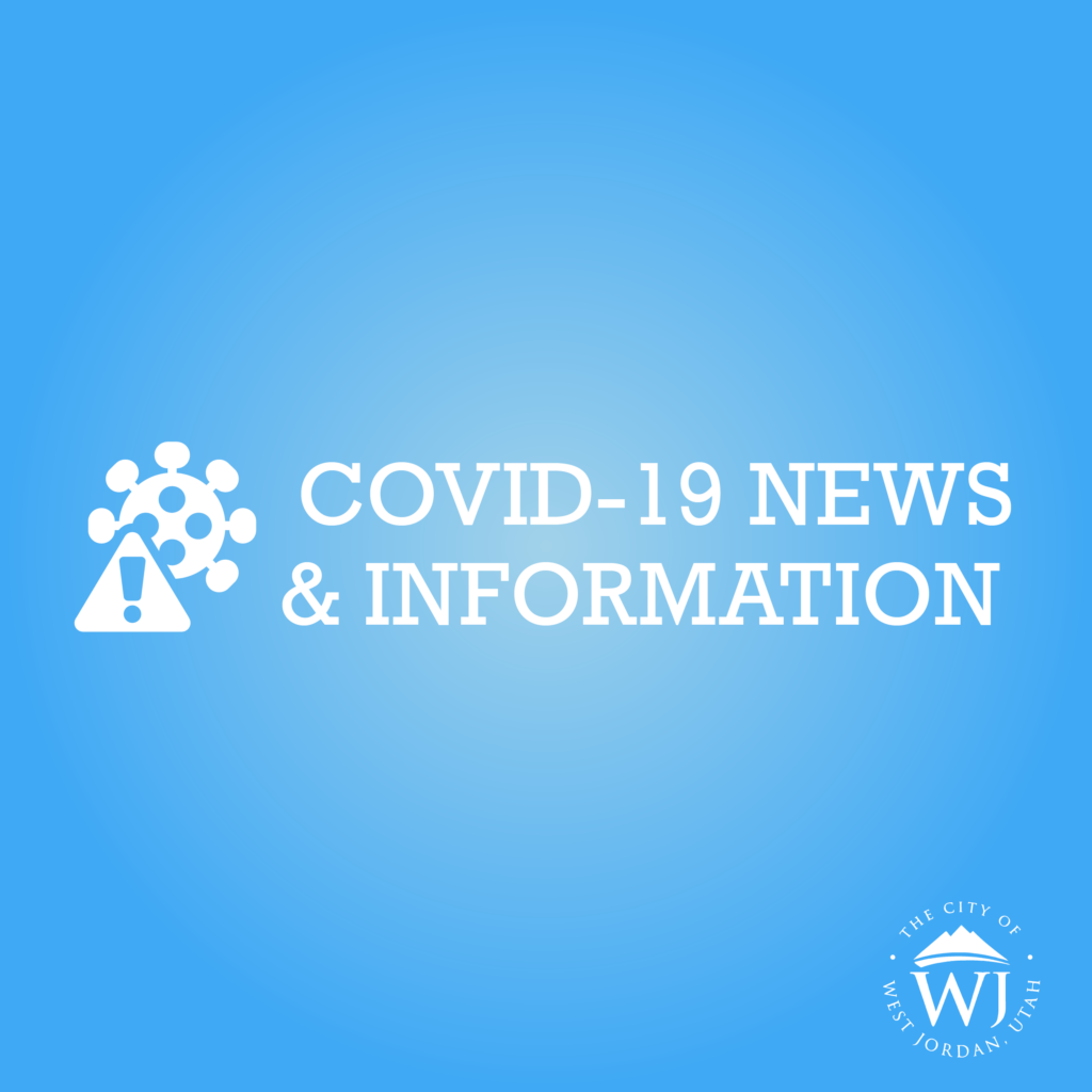 Blue graphic with white text that says Covid-19 News and Information