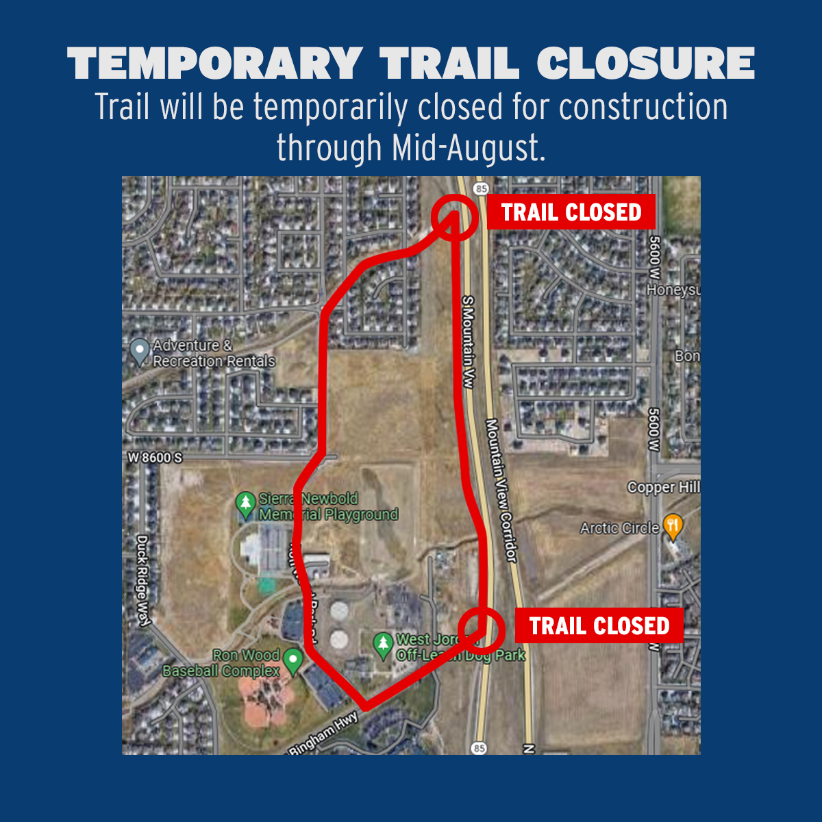 Mt. View Corridor Trail – Temporary Closure