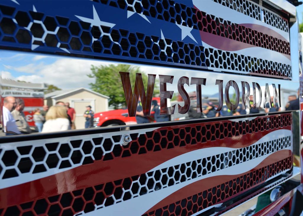 close up of West Jordan Fire Department's new fire engine